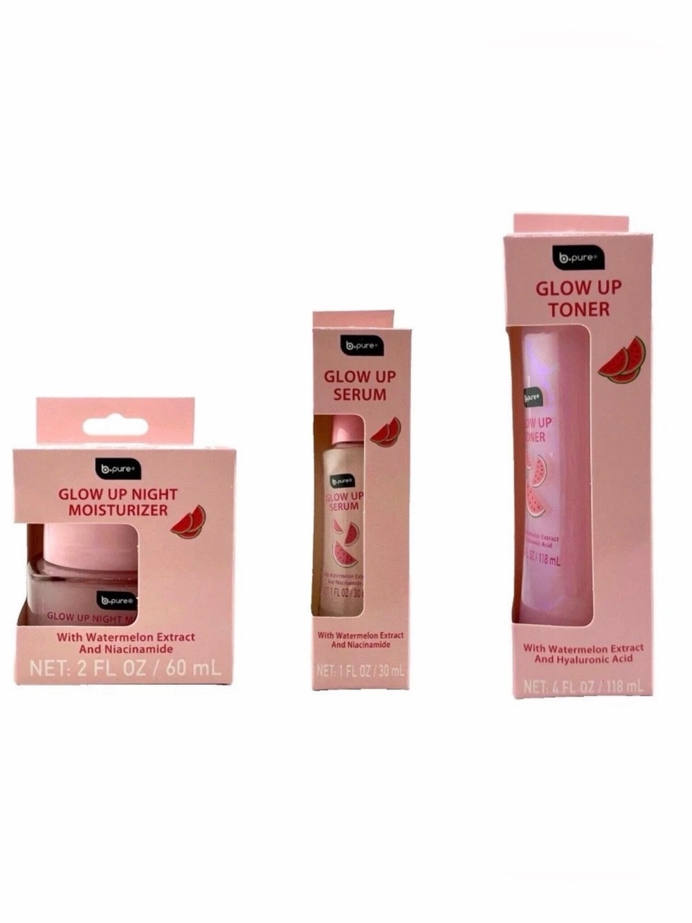 b.pure Glow Up Night Moisturizer, Toner & Serum Set - NWT **